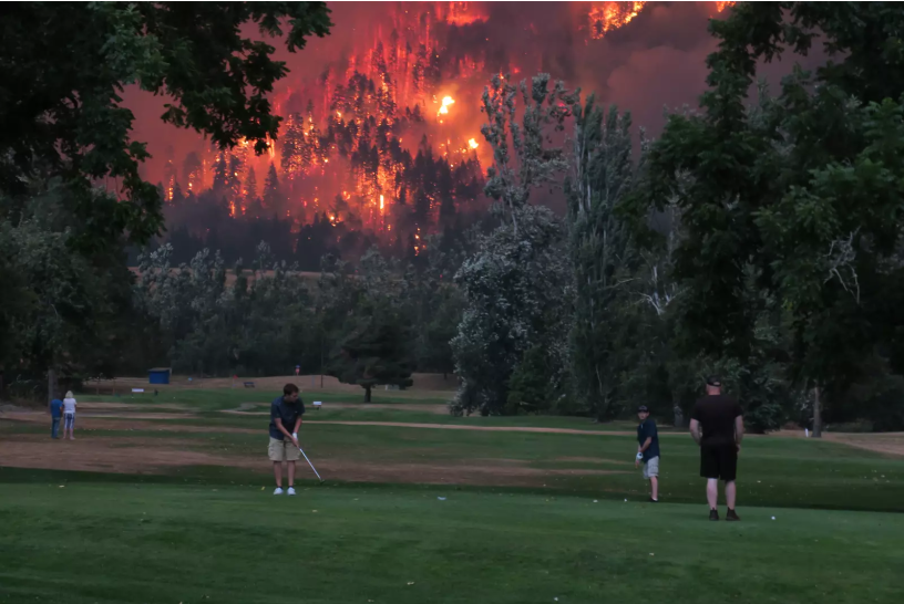 golfers during California wildfires