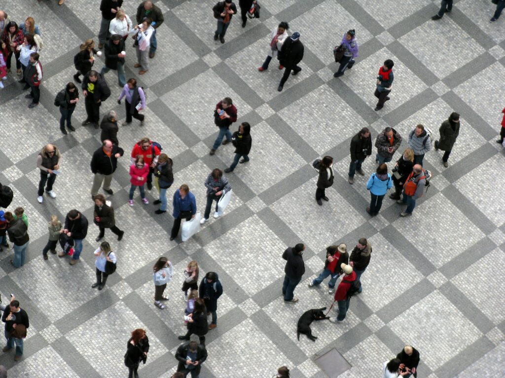 People in a public square